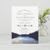 ©Rustic Lake Reflections Lakeside Wedding Kaart (Staand voorkant)