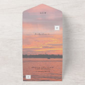 Rustic Lake Sunset Lakeside + uw foto bruiloft All In One Uitnodiging (Buitenkant)