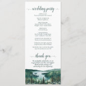 Rustic Lake Tahoe Watercolor Landscape Wedding Programma (Achterkant)