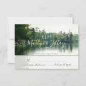 Rustic lakeside evergreens réflexion mariage rsvp (Devant)
