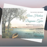 Rustic Lakeside Mariage campagnard Invitations de<br><div class="desc">Vue artistique paisible au bord du lac avec un bateau amarré au bord du rivage. Pour tous les évènements, fête organisée par un lac magnifique. Mariage, anniversaire, remise des diplômes, fête de la réunion de famille, retraite... ... Tout le texte par défaut (exemple d'informations) peut être entièrement customisé avec votre...</div>