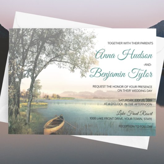 Rustic Lakeside Mariage campagnard Invitations de 