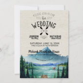 Rustic Lakeside Mountain Wedding Kaart (Voorkant)
