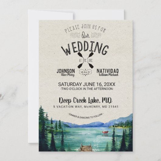 Rustic Lakeside Wedding Kaart (Voorkant)
