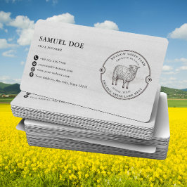 Rustic Lamb Sheep Farm LOGO QR Code Gray Visitekaartje