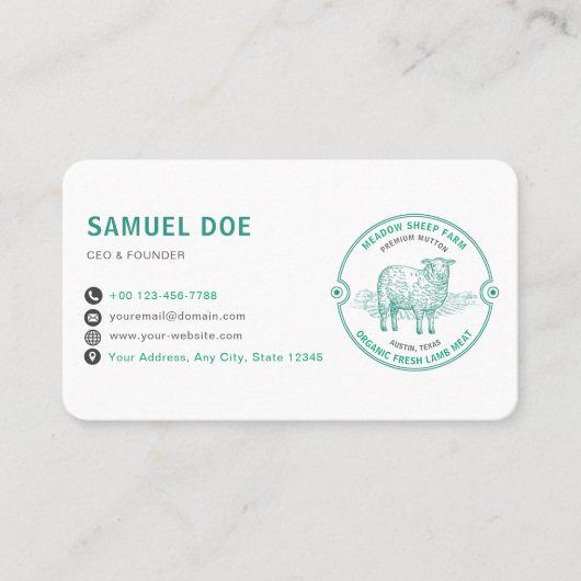 Rustic Lamb Sheep Farm LOGO QR Code Green Visitekaartje (Voorkant)