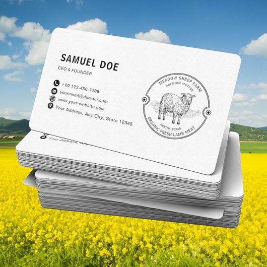 Rustic Lamb Sheep Farm LOGO QR Code Visitekaartje