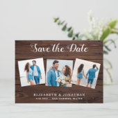 Rustic Land 3 Foto Simple Wood Weddenschap Save The Date (Staand voorkant)