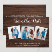 Rustic Land 3 Foto Simple Wood Weddenschap Save The Date (Voorkant / Achterkant)