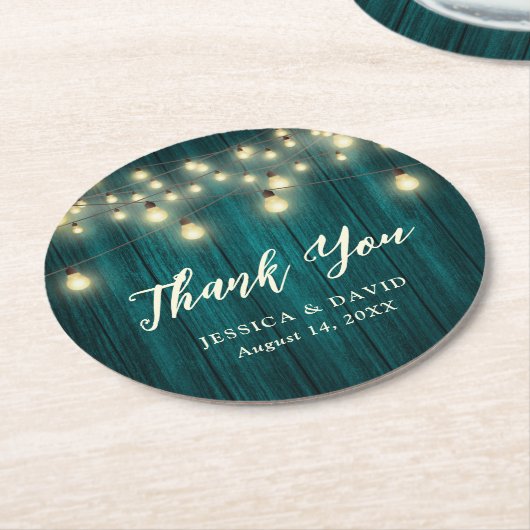Rustic Land Blauwgroen Weddenschap Dank je Ronde Kartonnen Onderzetter (Gebogen)