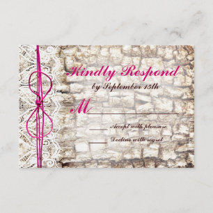 Rustic Land Camo Pink Bow Wedding RSVP
