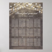 Rustic Land String Lights Wedding Seating Chart Poster (Voorkant)