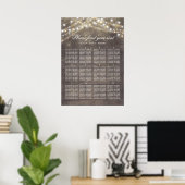 Rustic Land String Lights Wedding Seating Chart Poster (Thuiskantoor)