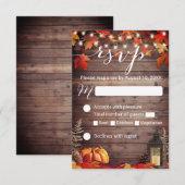 Rustic Lantern Barn Wood Fall Wedding RSVP Kaartje (Voorkant / Achterkant)