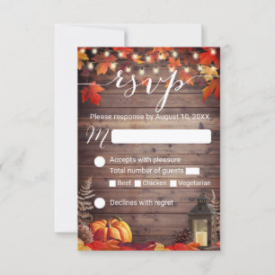 Rustic Lantern Barn Wood Fall Wedding RSVP Kaartje