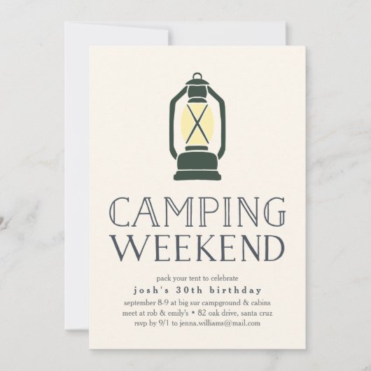 Rustic Lantern Camping Week-End Invitation (Devant)