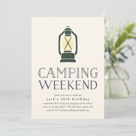 Rustic Lantern Camping Week-End Invitation (Debout devant)