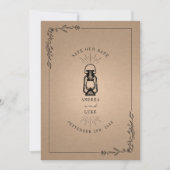 Rustic Lantern Cardstock Wedding Save The Date (Voorkant)