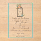 Rustic Lantern Floral Acryl Uitnodigingen (Voorkant)