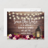Rustic Lantern Floral Barn Save the Date Aankondigingskaart (Voorkant / Achterkant)