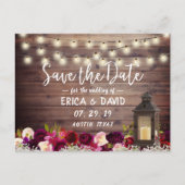Rustic Lantern Floral Barn Save the Date Aankondigingskaart (Voorkant)