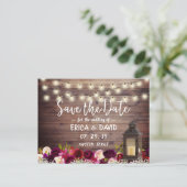 Rustic Lantern Floral Barn Save the Date Aankondigingskaart (Staand voorkant)