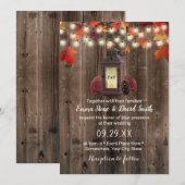 Rustic Lantern & Flowers Barn Wood Fall Wedding Kaart (Voorkant / Achterkant)
