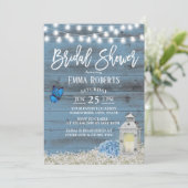 Rustic Lantern & Flowers Dusty Blue Vrijgezellenfe Kaart (Staand voorkant)