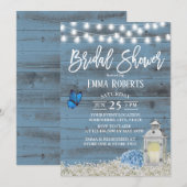 Rustic Lantern & Flowers Dusty Blue Vrijgezellenfe Kaart (Voorkant / Achterkant)