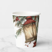 Rustic Lantern Kerstfeest Papieren Bekers (Achterkant)