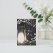 Rustic Lantern Light & Baby's Breath Floral Visitekaartje (Staand voorkant)