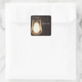Rustic Lantern Lights Brown Barn Wood Wedding Vierkante Sticker (Tas)