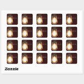 Rustic Lantern Lights Cherry Wood Barn Wedding Vierkante Sticker (Vel)