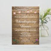 Rustic Lantern Lights Thanksgiving Invitation Kaar Kaart (Staand voorkant)