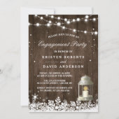 Rustic Lantern Snowflakes Winter Engagement Party Kaart (Voorkant)