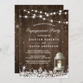 Rustic Lantern Snowflakes Winter Engagement Party Kaart (Voorkant / Achterkant)