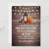 Rustic Lantern & String Lights Autumn Wedding Kaart (Voorkant)