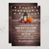 Rustic Lantern & String Lights Autumn Wedding Kaart (Voorkant / Achterkant)