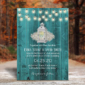 Rustic Lantern & String Lights Blauwgroen Barn Wed Kaart