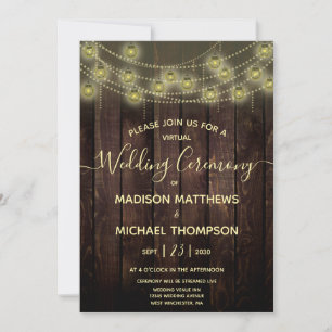 Rustic Lantern Virtual Wedding Livestream Wedding Kaart