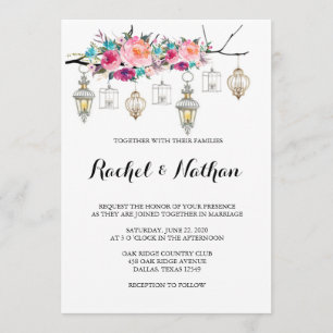 Rustic Lantern Wedding Invitations Kaart