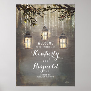 Rustic Lantern Wedding Welcome Sign Poster