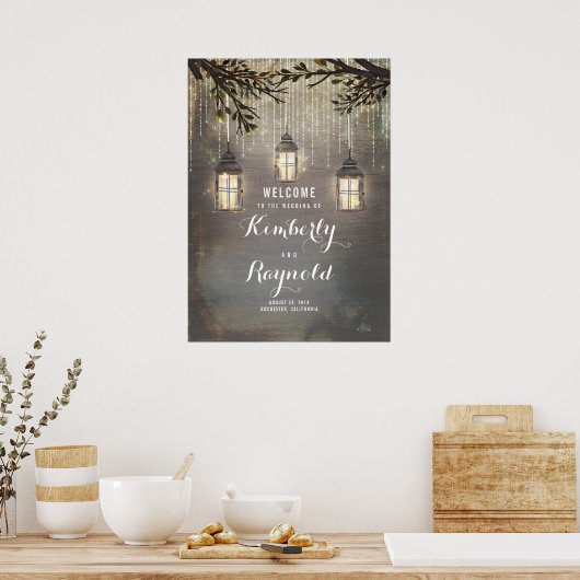 Rustic Lantern Wedding Welcome Sign Poster (Keuken)