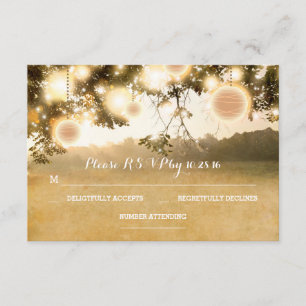 Rustic Lanterns Romantische bruiloft RSVP kaarten Kaartje