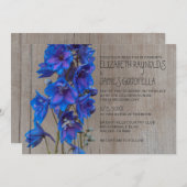 Rustic Larkspur Wedding Invitations Kaart (Voorkant / Achterkant)