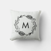 Rustic Laurel Farmhouse Pinecone Monogrammed Kussen (Voorkant)