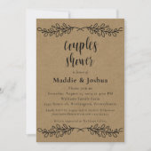Rustic Laurel Kraft Photo Couples Invitation de do (Devant)
