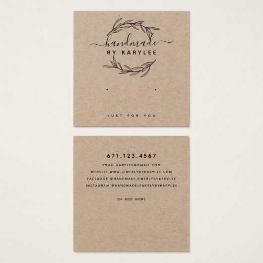 Rustic Laurel Leaf Stud Earring Display Kaart (Voorkant /achterkant)