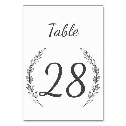 Rustic Laurel Numéro de table | Couleur modifiable (Dos)