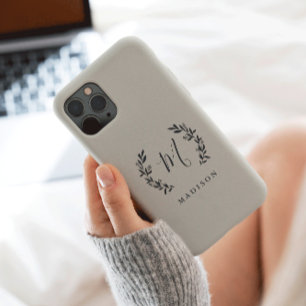 Rustic Laurel Script Monogram Naam Hoesje-Mate iPh Case-Mate iPhone 14 Pro Max Hoesje